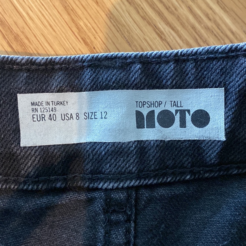 Black denim, UK bought, distressed style Topshop skirt. Great condition. - Picture 2 of 3